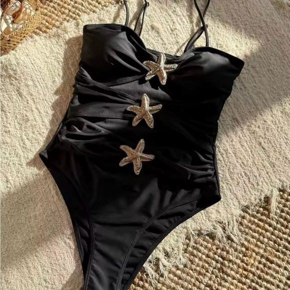 Black Starfish Cutout Swimsuit Swimwear size M L - Picture 2 of 3